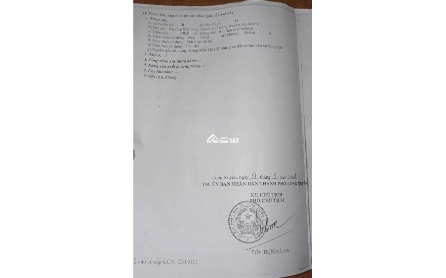 Bán đất thổ cư, chính chủ, có sổ đỏ hợp pháp, giá cả thương lượng