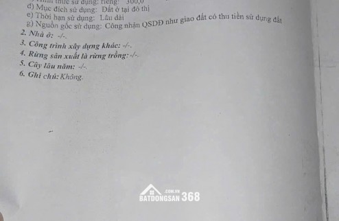Bán đất thổ cư, chính chủ, có sổ đỏ hợp pháp, giá cả thương lượng