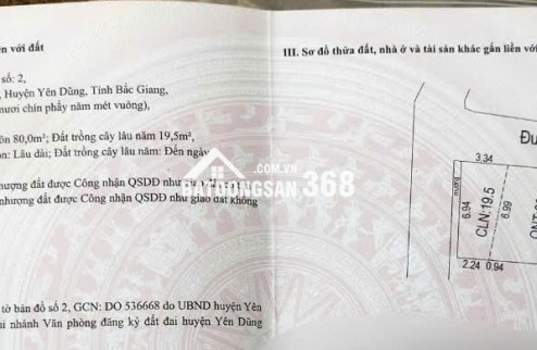 Bán Lô góc 2 mặt tiền tại thôn Trung - Nội Hoàng - Yên Dũng, 2,98 tỷ