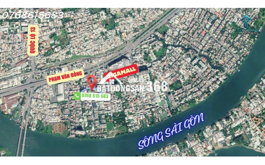 Bán mặt tiền KD gần bên Gigamall Phạm Văn Đồng, 2 tầng, 90m2, đường 12m, sổ hồng, giá 13 tỷ TL