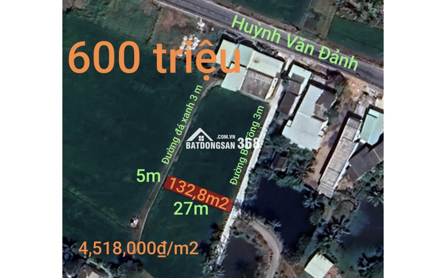 Bán lô đất thổ hai mặt tiền gần Quốc Lộ 50B giá 600 triệu