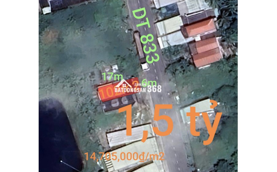 Bán hạ giá mặt tiền tỉnh Lộ 833 gần Quốc Lộ 50B giá 1,5 tỷ