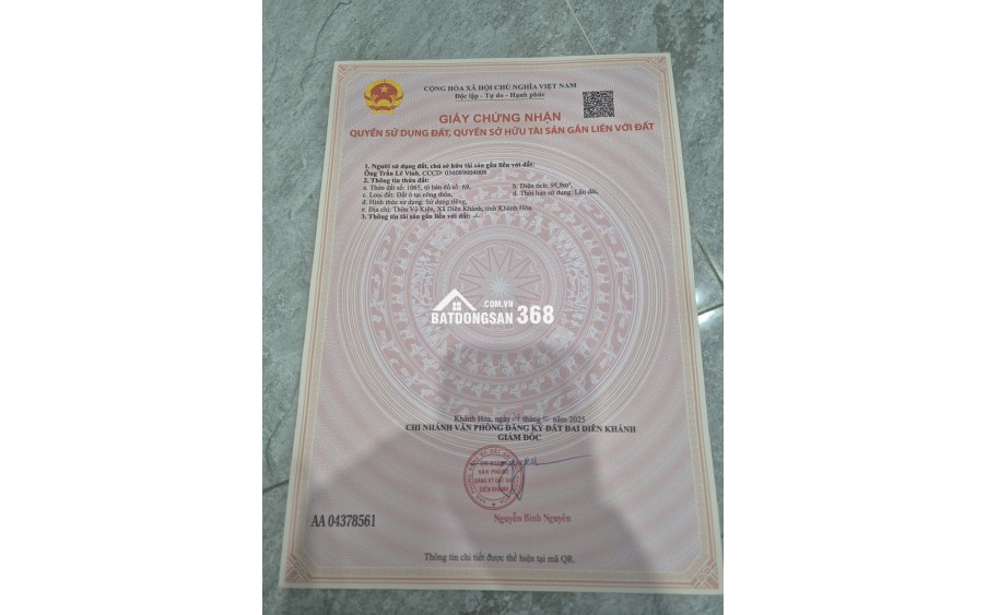 Bán đất diên an, diên khánh, 98,9m2, giá dưới 2 tỷ, đường ô tô, tây trứ trạch