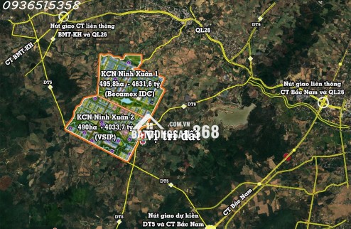 Lô đất 3 mặt tiền DT5 – ngang 65,5m – hơn 2.600m² tại Ninh Xuân, Ninh Hòa.