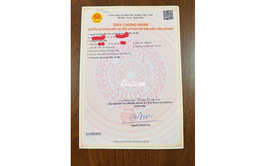 CHÍNH CHỦ CẦN BÁN LÔ ĐẤT FULL THỔ CƯ 210m2 ĐẦU TƯ SINH LỜI NGAY