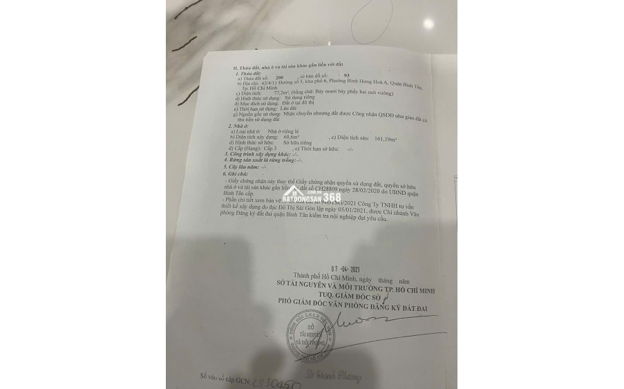 Bán nhà Đường Số 5 Bình Tân - 77,2m², 1 trệt 1 lửng, 1 lầu, 3PN