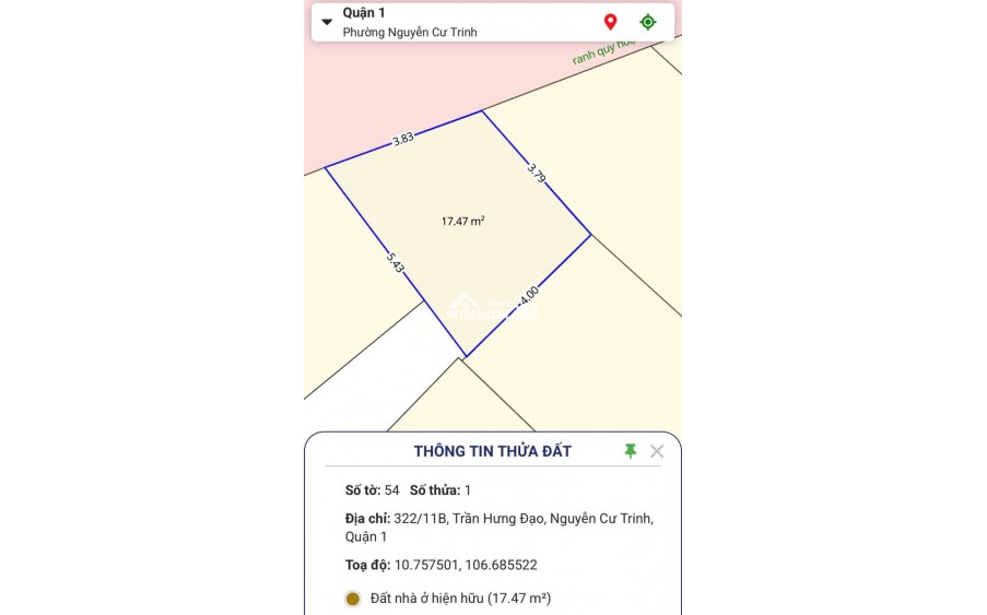 Bán nhà 1 trệt 1 lầu hẻm 322/ Trần Hưng Đạo P. Ng Cư Trinh Q1