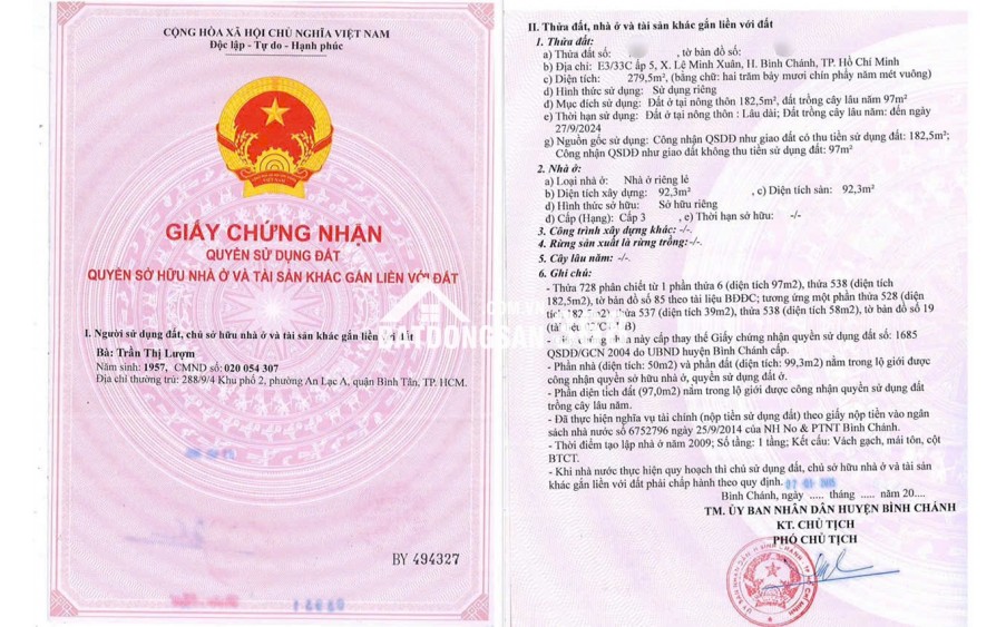 Bán Nhà Mặt Tiền 215 Thích Thiện Hòa, Xã Lê Minh Xuân, Huyện Bình Chánh