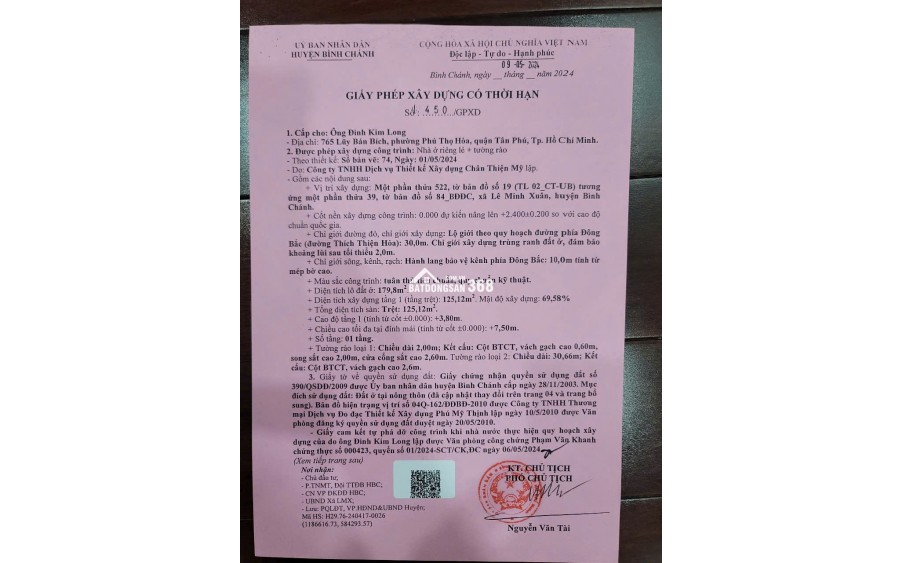 Bán Đất Mặt Tiền 290m2, Giá 6.8 Tỷ , Số 289 Thích Thiện Hoà, Xã Bình Lợi, TPHCM