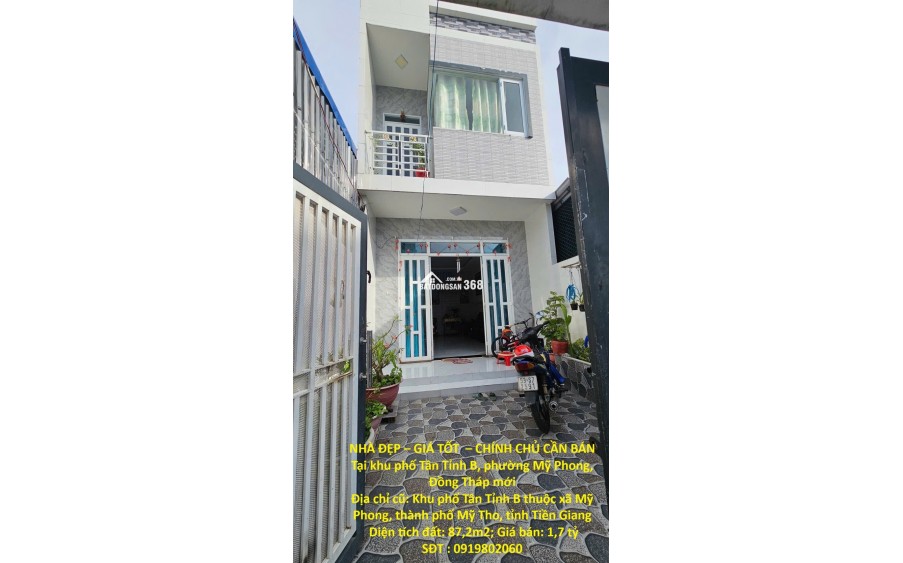 NHÀ ĐẸP – GIÁ TỐT  – CHÍNH CHỦ CẦN BÁN Tại khu phố Tân Tỉnh B, phường Mỹ Phong, Đồng Tháp mới