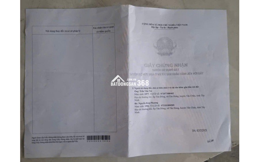 Đất mặt tiền Tân Châu Tây Ninh giá 3.5 tỷ