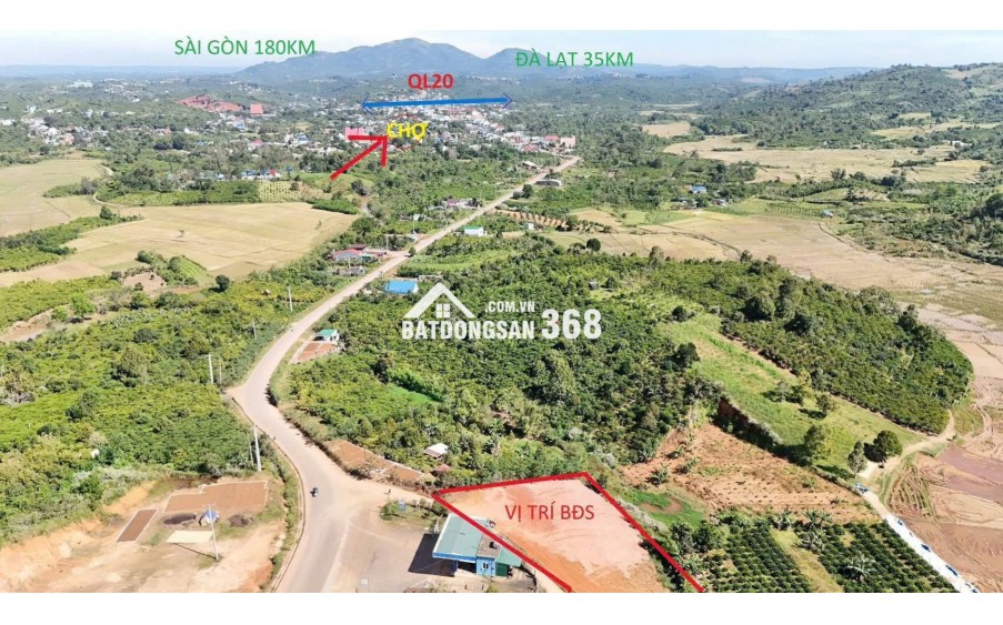 7x30m2 có 195m2 thổ cư mt đường bê tông Di Linh 450tr sổ riêng