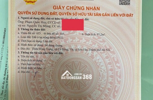 bà xã chồng em cần bán mảnh đất full thổ cư- Đoài Phương, Sơn Tây, HN (Em không tiếp  kinh doanh, cần tìm khách hàng mua ạ)
