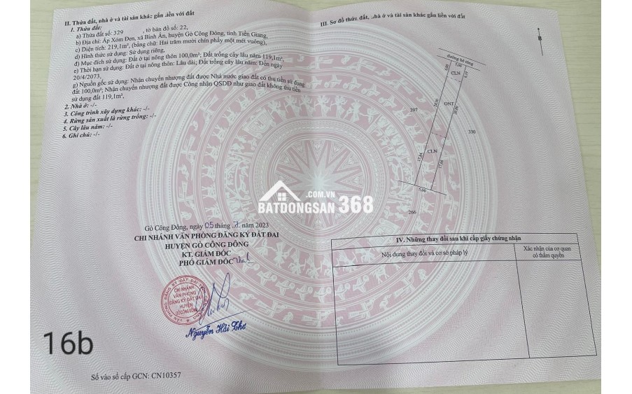 320 triệu có ngay đất vàng tại Bình Ân Gò Công Đông