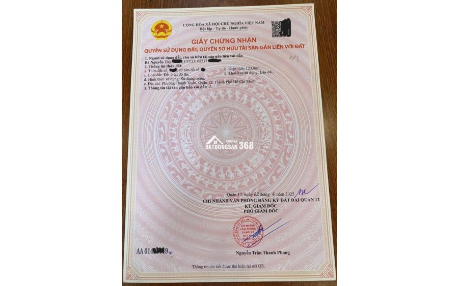 Nhà phố 4 tầng DT lớn 125m² – Ngay trung tâm Thạnh Xuân (Q.12)