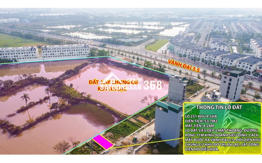 Thanh khoản lô đất cực hiếm khu đất dịch vụ 4.6 ha Vân Canh sát An Lạc Symphony 3 bước chân ra vành đai 3.5 kinh doanh tốt
