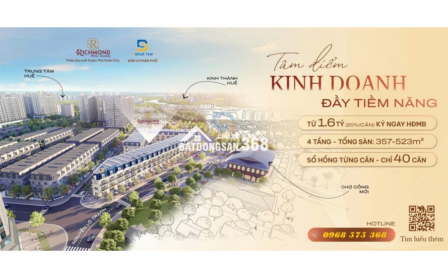 RICHMOND PHÚ XUÂN CITY (ĐỐI DIỆN CHỢ CỐNG MỚI) - ĐẶC QUYỀN DÀNH RIÊNG CHO 20 QUÝ KH ĐẦU TIÊN TẠI TP HUẾ!!!