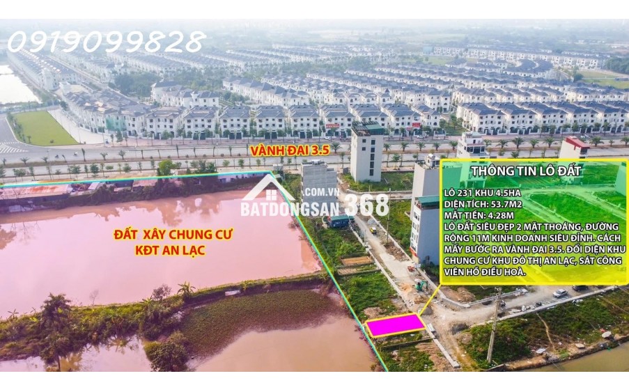 Chính chủ bán lô đất cực hiếm khu đất dịch vụ 4.6 ha Vân Canh sát An Lạc Symphony 3 bước chân ra vành đai 3.5 kinh doanh tốt