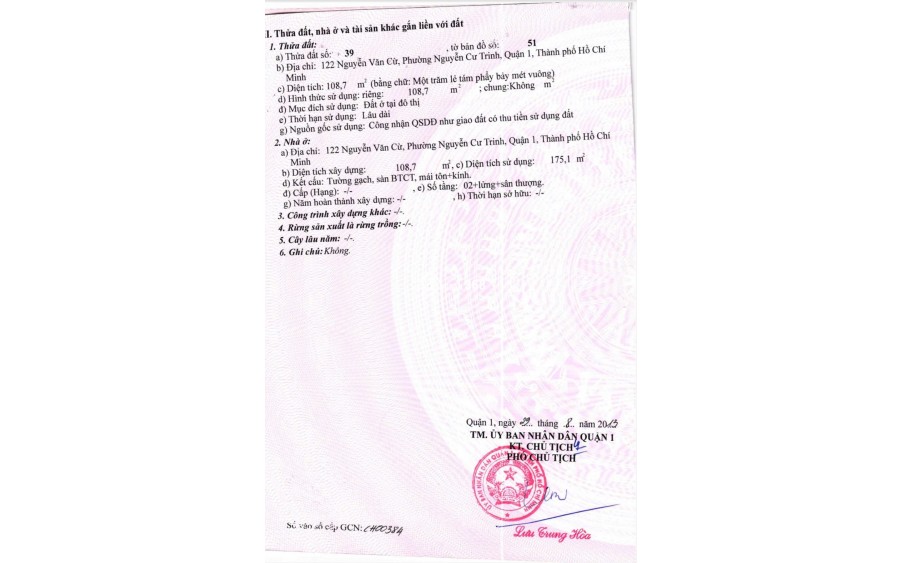 Bán nhà MT 122 Nguyễn Văn Cừ Q1 vị trí siêu đẹp tiện kinh doanh