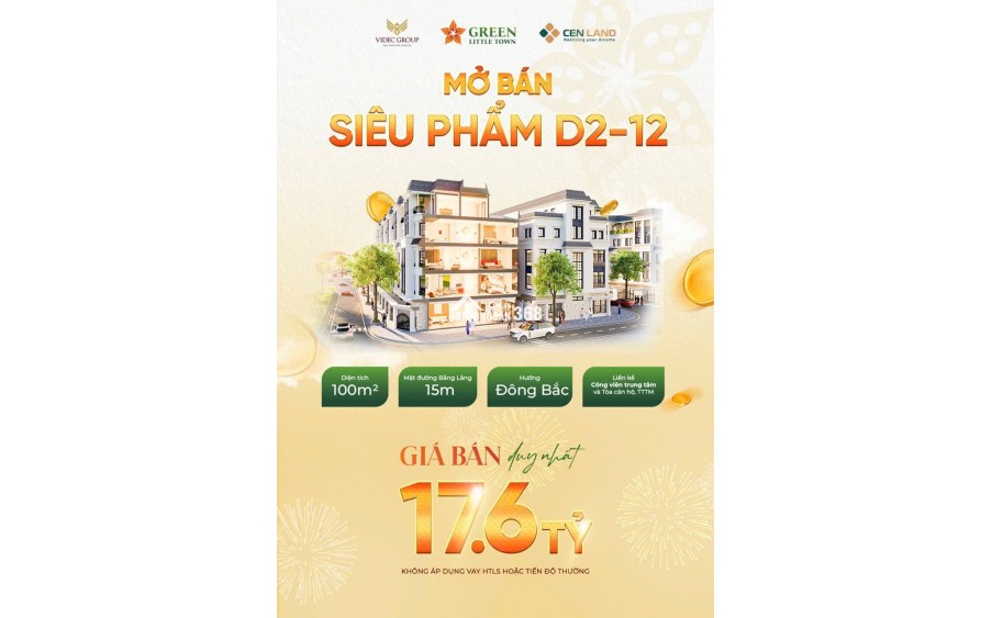 BÁN SIÊU PHẨM LIỀN KỀ  GREEN LITTLE TOWN 100M 5 TẦNG NHỈNH 17 TỶ