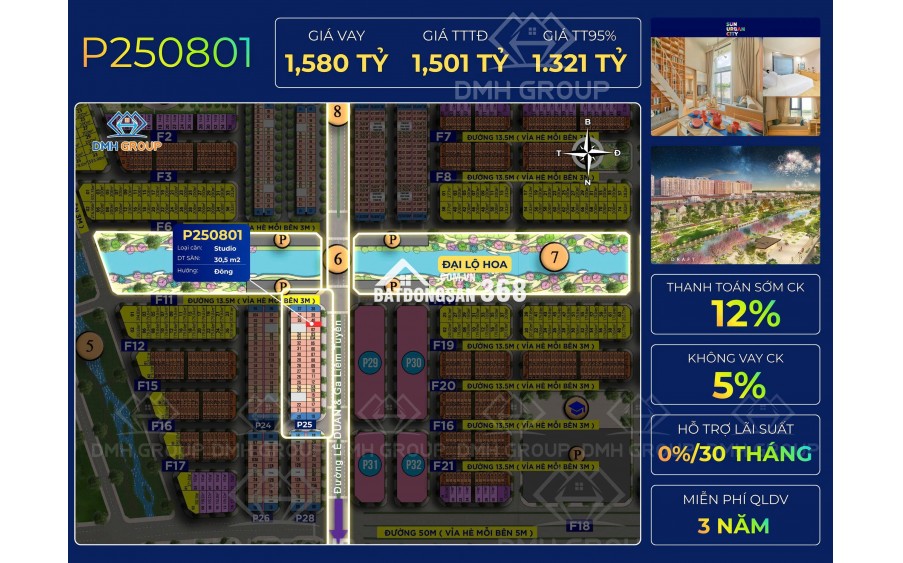  DUY NHẤT 1 CĂN STUDIO TẦNG 8 – TÒA P25 | SUN URBAN CITY HÀ NAM 