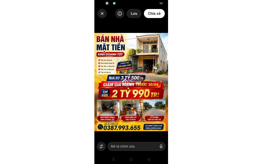  BÁN GẤP NHÀ MẶT TIỀN _ GIẢM NGAY 510TRIEU CHỈ CÒN 2 TỶ 990TRIEU TRƯỚC 30/04