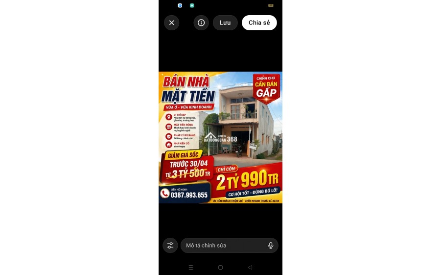  BÁN GẤP NHÀ MẶT TIỀN _ GIẢM NGAY 510TRIEU CHỈ CÒN 2 TỶ 990TRIEU TRƯỚC 30/04