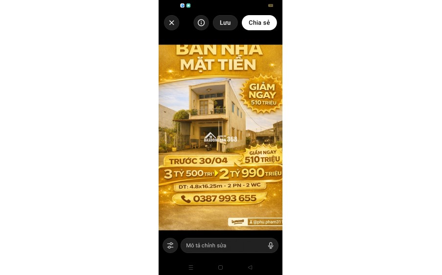  GIẢM SẬP SÀN 510 TRIỆU _ CHỈ CÒN 2 TỶ 99OTRIEU _ BÁN TRƯỚC 30/04