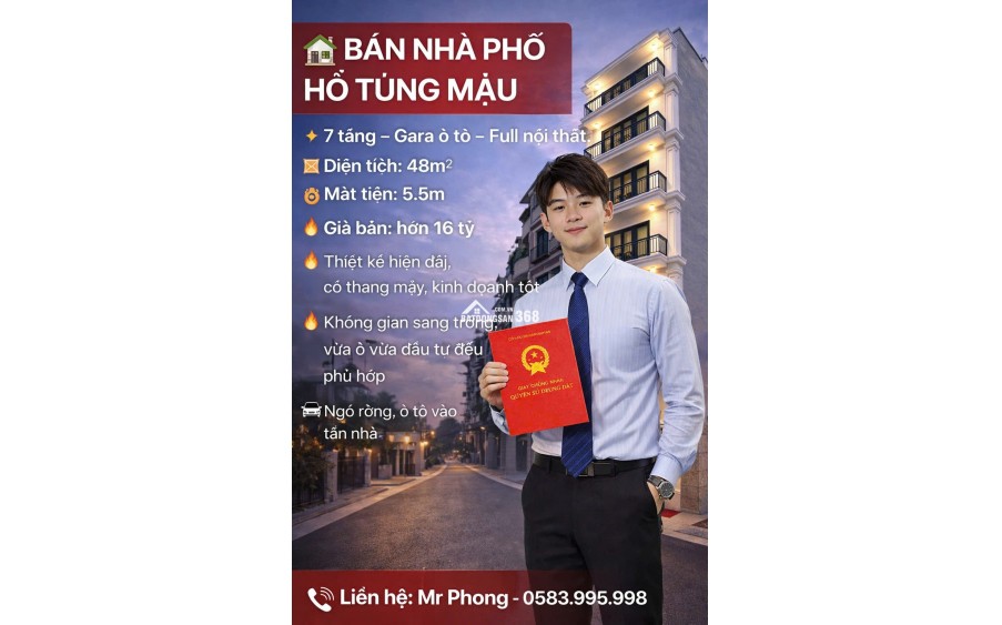 BÁN NHÀ PHỐ HỒ TÙNG MẬU – VỊ TRÍ ĐẸP, KINH DOANH ĐỈNH LH: 0583.995.998
