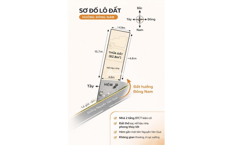 2 TẦNG – 5 BƯỚC RA MẶT TIỀN NGUYỄN VĂN QUÁ – CHỈ 5.X TỶ