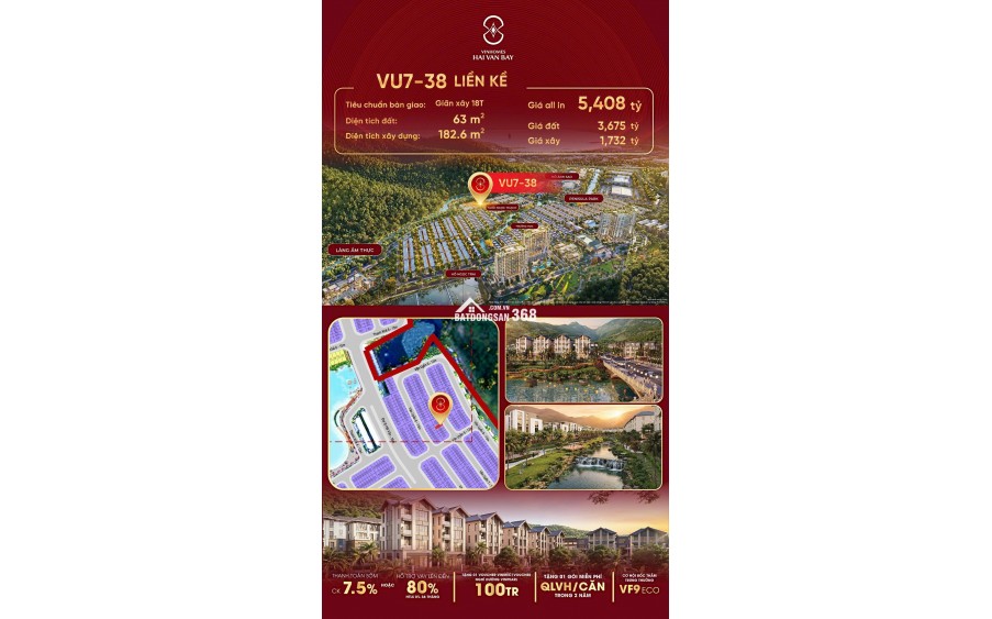 BÁN BIỆT THỰ LIỀN KỀ 63M2 GẦN BIỂN TẠI DỰ ÁN VINHOMES HẢI VÂN BAY CỦA CĐT GROUP