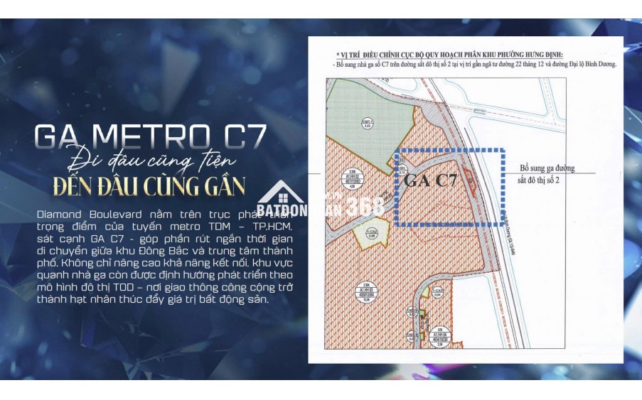  CĂN HỘ DIAMOND BOULEVARD: MẶT TIỀN QUỐC LỘ 13 – TRUNG TÂM ĐÔNG BẮC TP.HCM  Chỉ 2 phút đến GA METRO C7