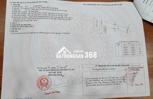 Bán đất MT Đường Trung An, Củ Chi, 211m2, gần sông Sài Gòn mát mẻ