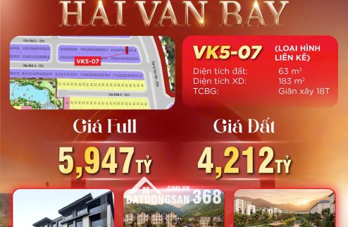 BÁN BIỆT THỰ LIỀN KỀ 63M2 GẦN BIỂN TẠI DỰ ÁN VINHOMES HẢI VÂN BAY CỦA CĐT GROUP