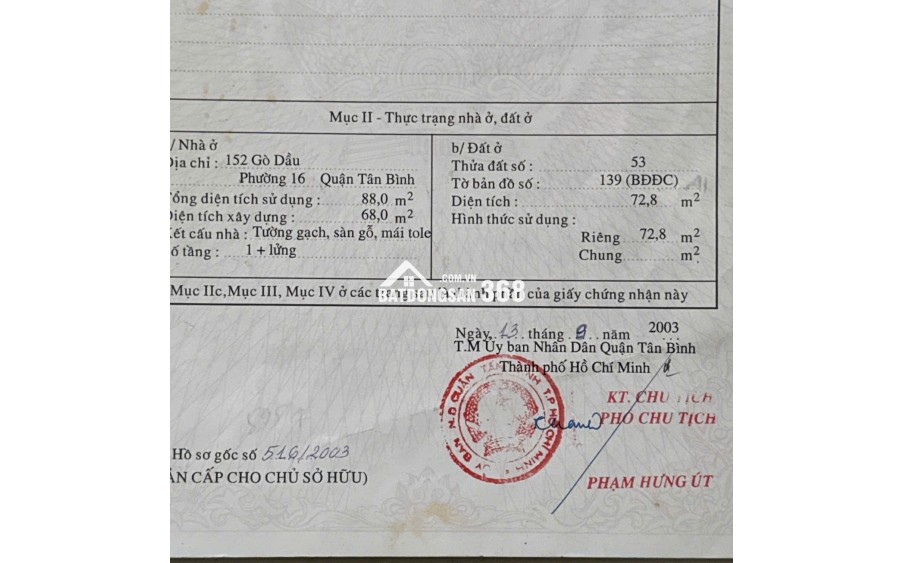 Cho thuê nhà cấp 4 số 152 Gò Dầu mặt tiền siêu đẹp quận Tân Phú