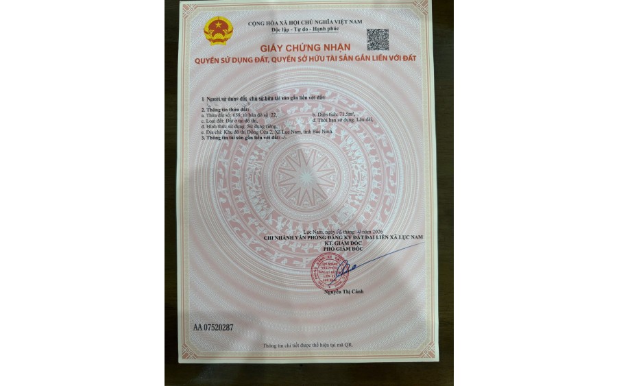 Bán đất nền dự án Kđt Đồng Cửa - Lục Nam - Bắc Giang sắn sổ hồng sang tên