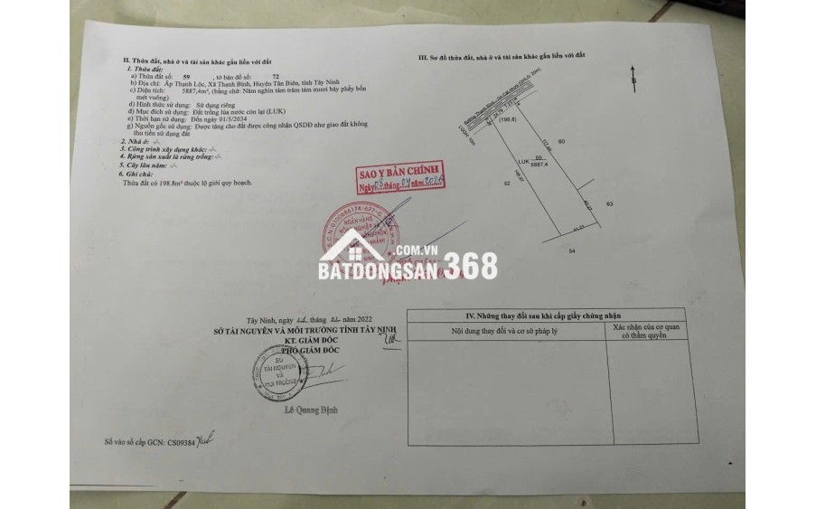 ht Cần bán nhanh 2,5 tỷ đất tại Thạnh Lộc Tân Biên tỉnh Tây Ninh
