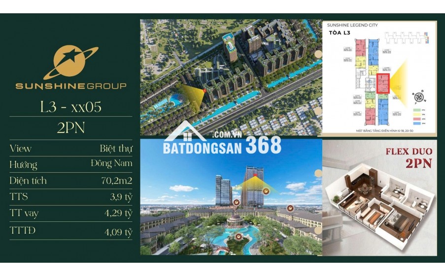 CĂN GÓC DUY NHẤT  2N DỰ ÁN SUNSHINE LEGEND TẦNG CAO VIEW THẤP TẦNG
