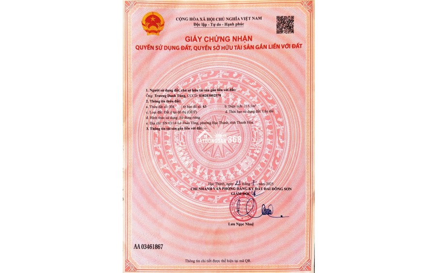 ĐẤT ĐẸP – GIÁ TỐT – CHÍNH CHỦ CẦN BÁN LÔ ĐẤT Tại đường Lê Thần Tông, phường Đông Vệ, TP. Thanh Hóa