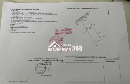 ht Cần bán nhanh 2,5 tỷ đất tại Thạnh Lộc Tân Biên tỉnh Tây Ninh