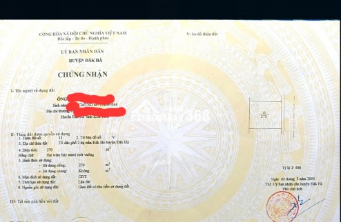 ĐẤT VÀNG MẶT TIỀN NGUYỄN BỈNH KHIÊM , XÃ ĐĂK HÀ