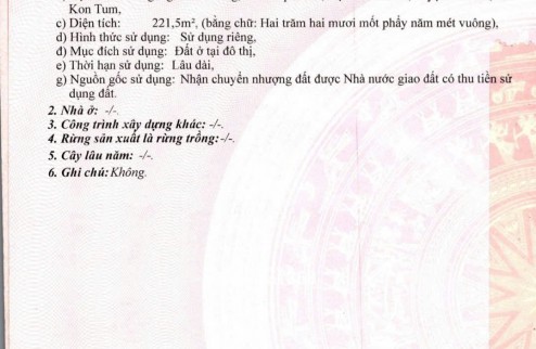 CẦN TIỀN CHO CON DU HỌC – BÁN GẤP LÔ ĐẤT TÂM HUYẾT TẠI ĐẮK HÀ