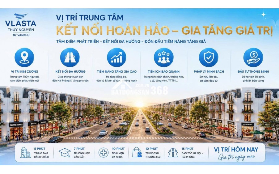 Vlasta Thuỷ Nguyên-Đón sóng tủng tâm hành chính mới Hải Phòng,tiềm năng tăng giá cao.Nhận nhà ngay