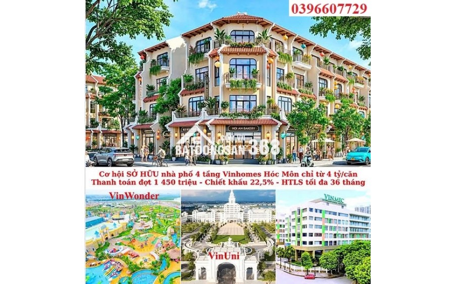 Vinhomes24 - [CHỈ 4 TỶ] – ĐÓN ĐẦU SÓNG HẠ TẦNG 2026 NHÀ PHỐ VINHOMES HÓC MÔN 5M X 15M (75M²) – MẶT TIỀN ĐƯỜNG RỘNG 29M – CHIẾT KHẤU ĐẾN 22% TIỀN MẶT!