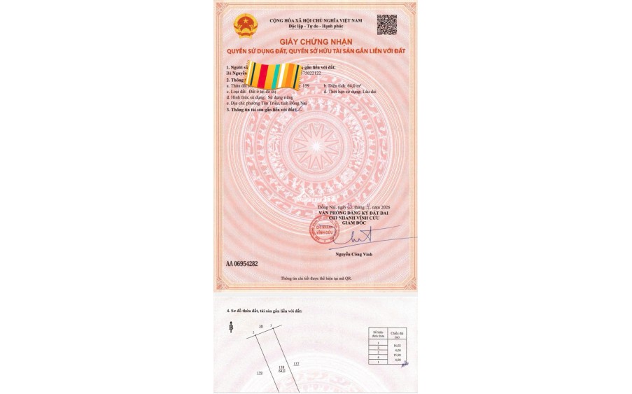 Bán lô đất giá rẻ hẻm Nguyễn Ái Quốc, ngay chợ Tân Phong, sát công viên Dương Tử Giang