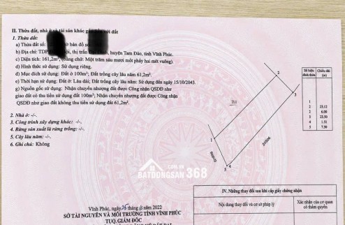  CHÍNH CHỦ CẦN BÁN LÔ GÓC 161,4m² – ĐỒNG HỘI, TT. ĐẠI ĐÌNH, VĨNH PHÚC 