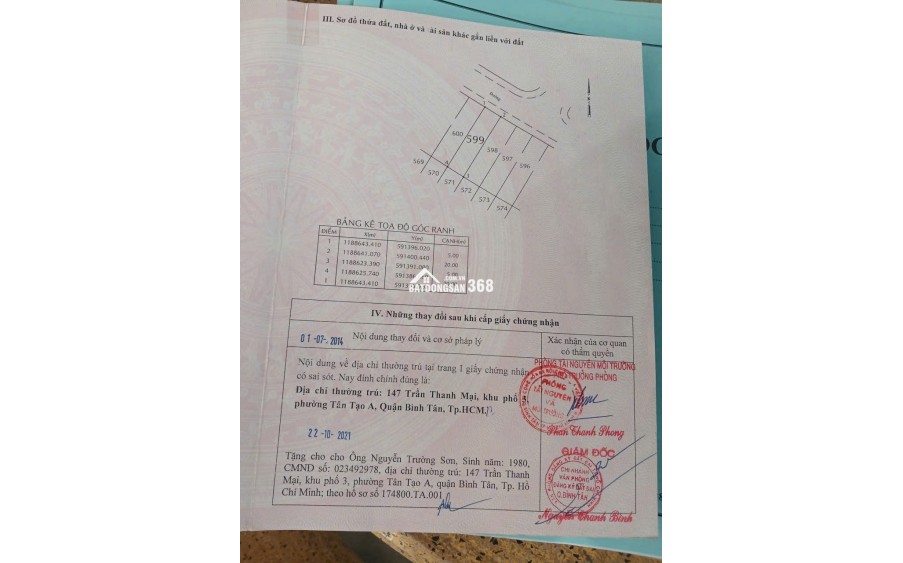  BÁN ĐẤT MT KÊNH THAM LƯƠNG – TÂN TẠO A, BÌNH TÂN – 5x20m
