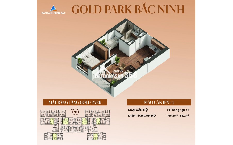 CHỈ 2.0 TỶ SỞ HỮU NGAY CĂN HỘ TẠI GOLD PARK BẮC GIANG