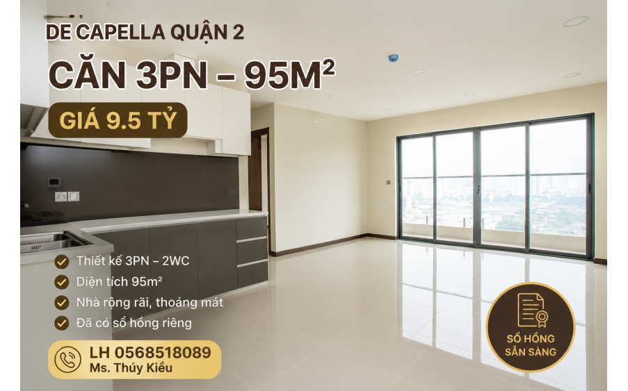 Bán căn hộ 3PN De Capella Quận 2 giá 9.5 tỷ
