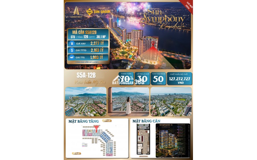 CHỈ TỪ 2 TỶ - SUN SYMPHONY 5 – SỞ HỮU CĂN HỘ VEN SÔNG HÀN, ĐÓN TRỌN NHỊP SỐNG ĐẲNG CẤP ĐÀ NẴNG